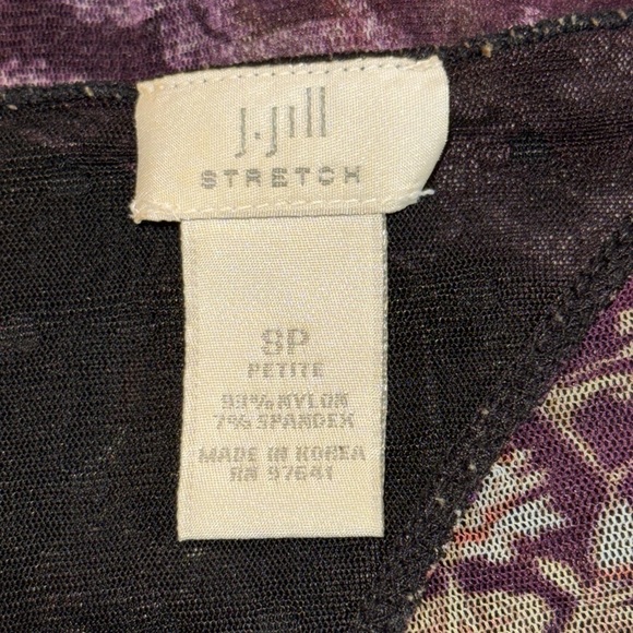 J Jill Patchwork Mesh Stretch Long Sleeve Top SZ Small Petite - Picture 6 of 6